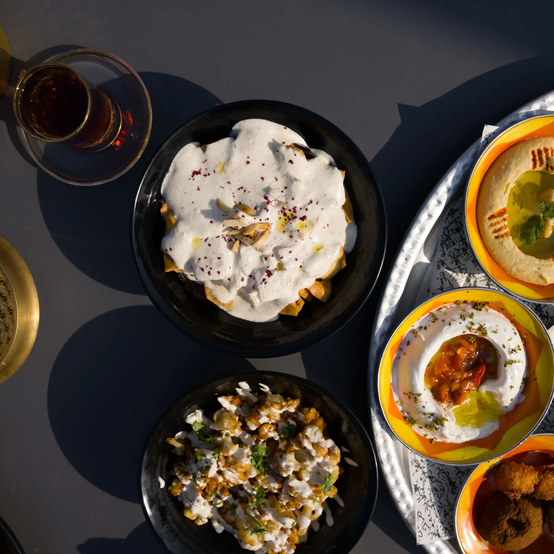 A mezze spread prepared for corporate catering